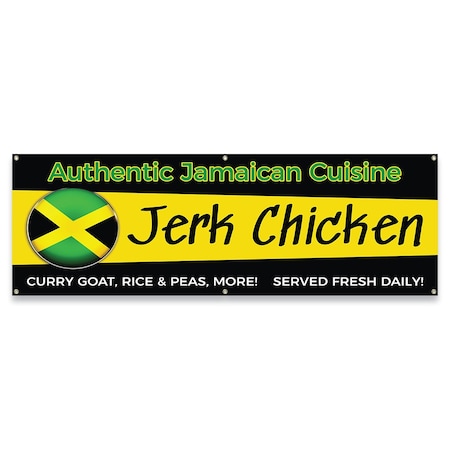 Signmission Authentic Jamaican Cuisine Jerk Chicken Curry Goat Banner Concession Stand Food Truck Single Sided B-72-30009